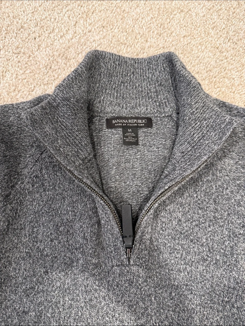 Banana Republic Men's Heather Gray Half-Zip Sweater